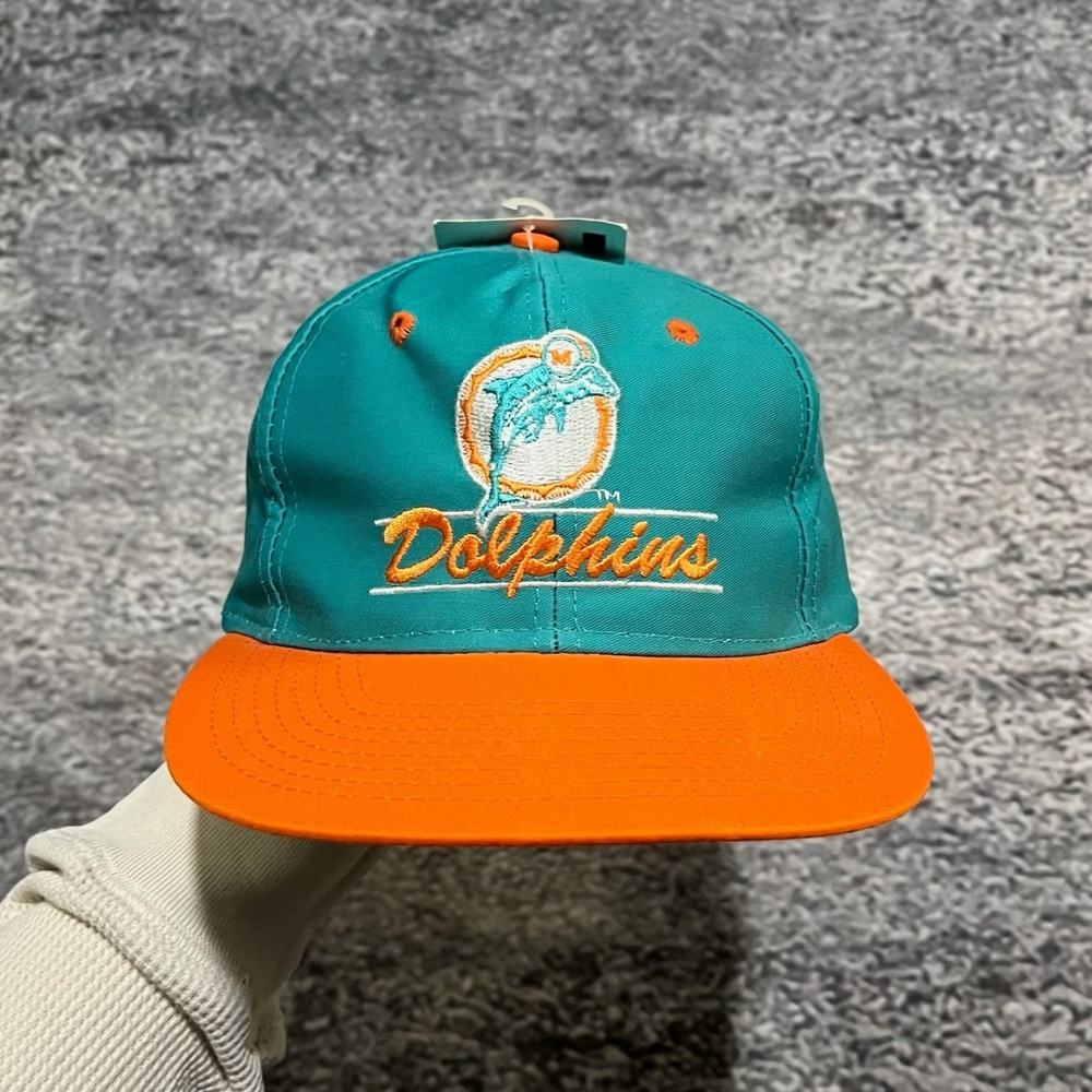 NEW Vintage Miami Dolphins Snapback Hat Eastport NFL Embroidered Logo 90s